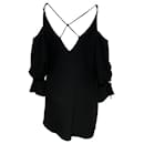 Iro Lebeca Mini-robe effet portefeuille à épaules dénudées en polyester noir