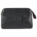 Timeless Black Caviar CC Logo Cosmetic Pouch Toiletry Case - Chanel