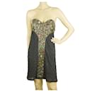 Missoni Blue Gray knitted Strapless mini embellished beaded dress IT size 44