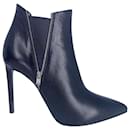 Yves Saint Laurent Ankle Stiletto Boots in Black Leather