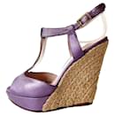 Versace high wedge heels in metallic lilac