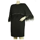 Dimitris Petrou Black Feathers & Beads Mini Length Cape Dress - Autre Marque
