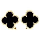 Van Cleef & Arpels Vintage Alhambra  Gold Onyx Earrings