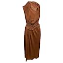 Dodo Bar Or Ora Belted Midi Dress in Brown Satin - Autre Marque
