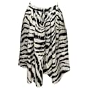 MSGM Zebra Print Midi Skirt in Black and White Viscose - Msgm