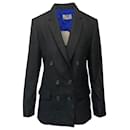 Victoria Beckham Double-Breasted Fitted Blazer in Grey Wool