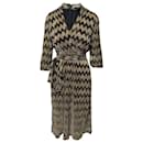 Alice + Olivia Katina Wrap Midi Dress in Silver and Gold Polyester
