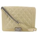 Taupe Beige Quilted Suede Large Boy Bag SHW L - Chanel