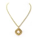 VINTAGE CHANEL CHAIN NECKLACE 75 CM & GOLD METAL NECKLACE PEARL PENDANT - Chanel