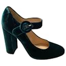 Gianvito Rosi Lorraine Mary Jane Pumps em Green Velvet - Gianvito Rossi