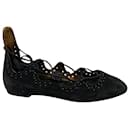 Isabel Marant Lace Up Flats in Black Suede