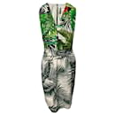 Max Mara – Oppio – Kleid mit Gürtel und tropischem Print aus grüner Baumwolle
