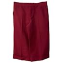 Marni Cropped Wide Leg Trousers in Red Cotton