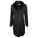 Jil Sander Long Faux Fur Coat in Black Wool and Angora