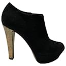 Sergio Rossi Embellished Ankle Bootie in Black Suede