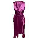 Maje Ruffled Wrap Dress in Purple Polyester