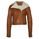 Adam Lippes Jacket with Sheepskin Collar in Brown Leather
