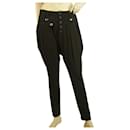 Black Pleated Button Front Closure Breeches Pants Trousers – size 40 It / US 4 - Autre Marque