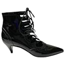 Saint Laurent Lace-Up Boots in Black Patent Leather