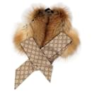 [Used] GUCCI GG pattern 100% silk 2WAY Fox x Rabbit fur removable Gucci Shima beige