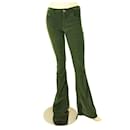 Pantalon en velours côtelé à jambe évasée vert foncé rétro américain sz 25 - American Retro