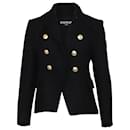 Balmain lined Breasted Blazer with Gold Buttons in Black Cotton