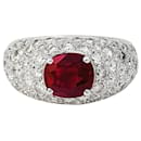 Diamond paving bangle ring, ruby 1,78 carat. - inconnue