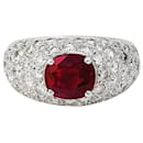 Bague jonc pavage diamant, rubis 1,78 carats. - inconnue