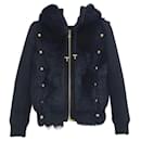 Balmain Button-Embellished Shearling Hooded Jacket