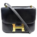 VINTAGE HERMES CONSTANCE HAND BAG IN BLACK BOX LEATHER BUCKLE H HAND BAG - Hermès