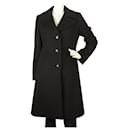 Bill Blass Black Angora Wool A Line Classic Warm Winter Coat taille 8