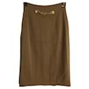 [Used] CELINE Skirt / 42 / wool / BEG / gold chain / pleats - Céline
