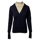Sandro Jacques Mock Neck Pullover in Navy Blue Wool