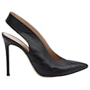 Gianvito Rossi Delta Slingback Pumps in Black Leather