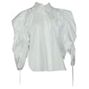 Camisa extragrande con volantes y fruncidos en algodón blanco Antonio Berardi - Autre Marque