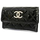[Used] Chanel Coin Case Matrasse Patent Leather Black Silver Metal Fittings Wallet Ladies