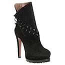 NWT Azzedine Alaïa Shearling-Lined Lace-Up Suede Platform Ankle Boots 39.5