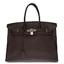 Stunning Hermes Birkin handbag 35 cm in brown togo leather, palladium silver metal trim - Hermès