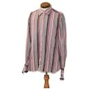 HERMES stripe Shirt Pink Gray Auth ar5157 - Hermès