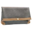 Christian Dior Honeycomb Canvas Clutch Bag PVC Leather Black Auth ar5164