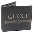GUCCI Web Sherry Line Bifold Wallet Leather Black Auth ms056 - Gucci