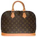 Superb Louis Vuitton Alma handbag in brown Monogram canvas,  garniture en métal doré