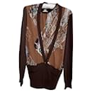 Hermes Silk and Cashmere Chocolate Brown Cardigan and Top Set - Hermès
