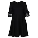 Alexander McQueen Lace-trimmed Ruffled Mini Dress In Black Wool - Alexander Mcqueen