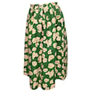 Jupe longue plissée à imprimé floral Rochas en coton vert