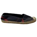 Burberry Checked Espadrilles in Navy Blue Canvas