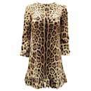 Dolce & Gabbana Leopard Cady Dress in Multicolor Silk