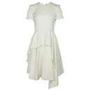 Alexander McQueen Asymmetric Layered Dress in White Wool - Alexander Mcqueen
