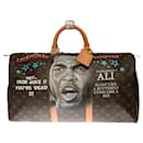 Louis Vuitton Keepall Travel Bag 55 Macassar shoulder strap customized "Muhammad Ali"