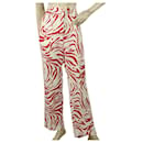 MSGM Milano Red & White Zebra Print Viscose Wide Leg Trousers Pants size 40 - Msgm